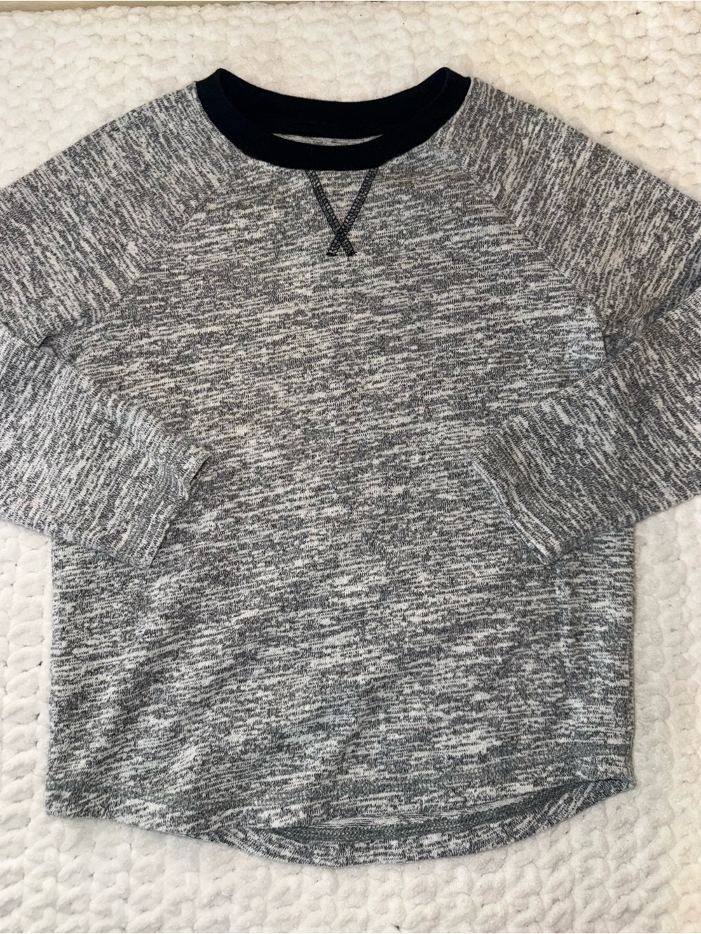 Cat & Jack Gray Marled Raglan Sweatshirt with Black Neck